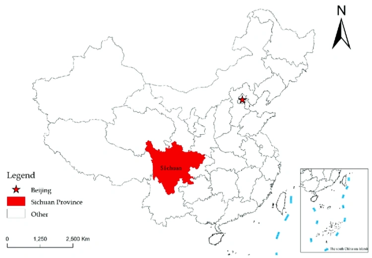 Regional map of Sichuan Province in China